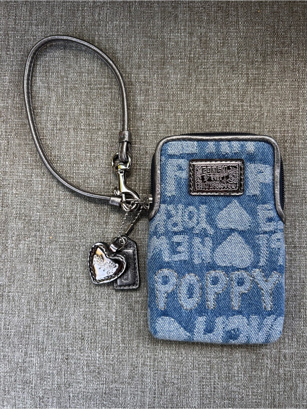 NWOT Authentic RARE Y2K Coach Poppy Denim Camera Phone Wallet Case Wristlet.